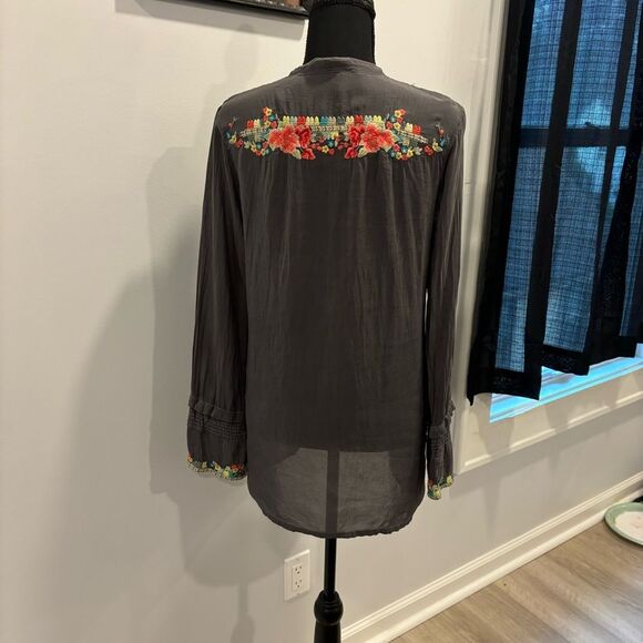 Johnny Was Embroidered Cupra Rayon Grey  Top Tunic XS - Picture 5 of 7
